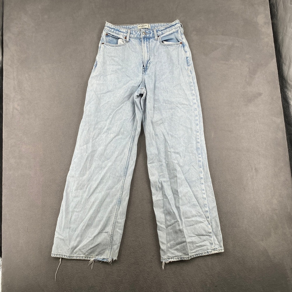 Abercrombie & Fitch Curve Love High Rise Wide Leg Jeans Light Wash 25/0 8700